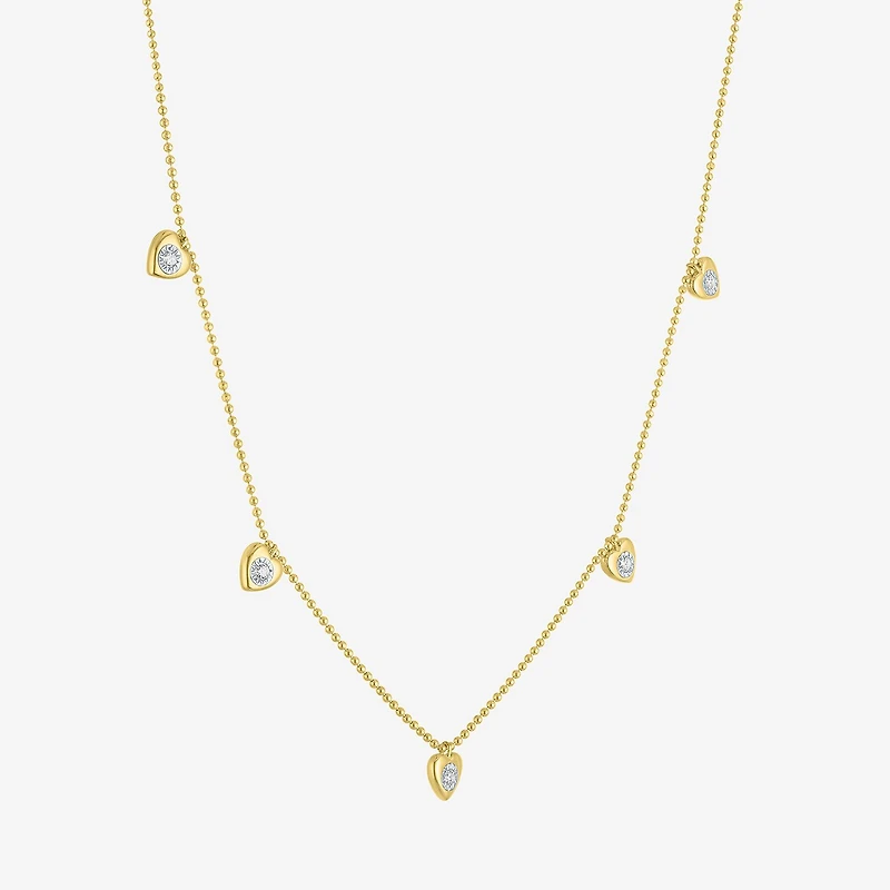 Diamond Addiction (G-H / Si2-I1) Womens 1/10 CT. T.W. Lab Grown White Diamond 14K Gold Over Silver Heart 18 Inch Pendant Necklace