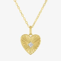 Diamond Addiction G-H / Si2-I1 Womens 1/10 CT. T.W. Lab Grown White Diamond 14K Gold Over Silver Heart 18 Inch Pendant Necklace