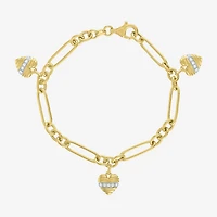 Diamond Addiction G-H / Si2-I1 Womens 1/7 CT. T.W. Lab Grown White Diamond 14K Gold Over Silver Heart Charm Bracelet