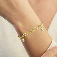 Diamond Addiction G-H / Si2-I1 Womens 1/7 CT. T.W. Lab Grown White Diamond 14K Gold Over Silver Heart Charm Bracelet