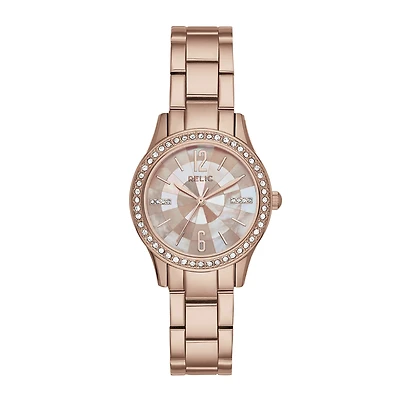 Relic By Fossil Womens Rose Goldtone Bracelet Watch Zr12174
