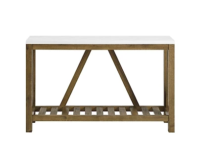 Farmhouse Slatted Shelf Entryway Table