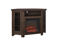 48" Wood Corner Fireplace Media TV Stand Console