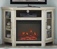48" Wood Corner Fireplace Media TV Stand Console