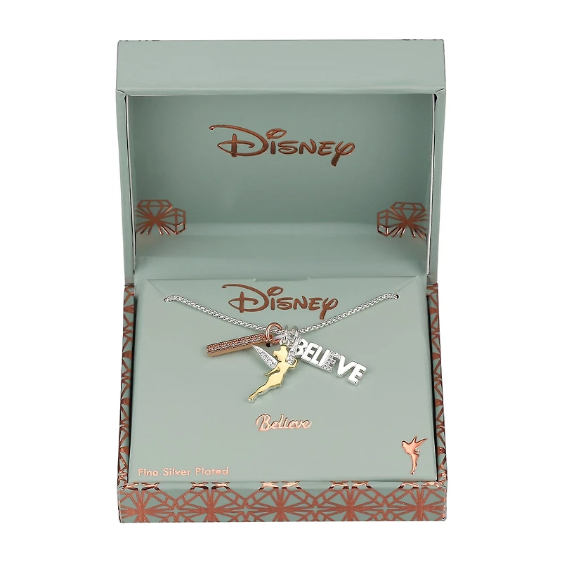 Disney Classics Womens Crystal Pure Silver Over Brass Inch Pendant Necklace