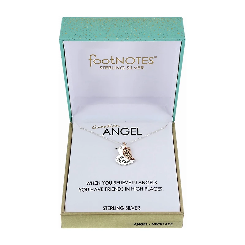 Footnotes Angel Sterling Silver 16 Inch Link Pendant Necklace