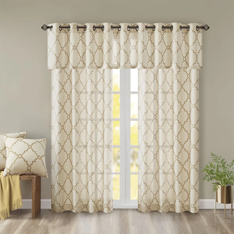 Madison Park Westmont Fretwork Print 50"W X 18"L Grommet Top Tailored Valance