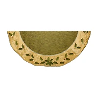 Kurt Adler 54" Green and Gold With Holly Leaves Embroidered Tree Skirt