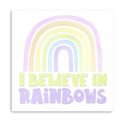 Lumaprints Pastel Rainbows I-Believe Giclee Canvas Art
