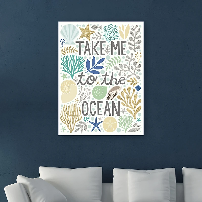 Lumaprints Under Seas Treasures Iv Gold Neutral Giclee Canvas Art