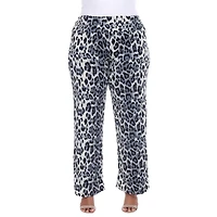 White Mark Womens Plus Mid Rise Wide Leg Palazzo Pant