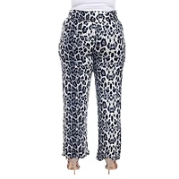 White Mark Womens Plus Mid Rise Wide Leg Palazzo Pant