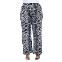 White Mark Womens Plus Mid Rise Wide Leg Palazzo Pant