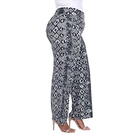White Mark Womens Plus Mid Rise Wide Leg Palazzo Pant