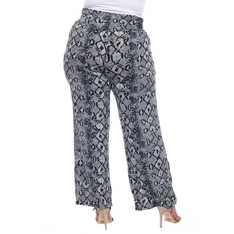 White Mark Womens Plus Mid Rise Wide Leg Palazzo Pant