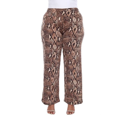 White Mark Womens Plus Mid Rise Wide Leg Palazzo Pant