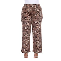 White Mark Womens Plus Mid Rise Wide Leg Palazzo Pant