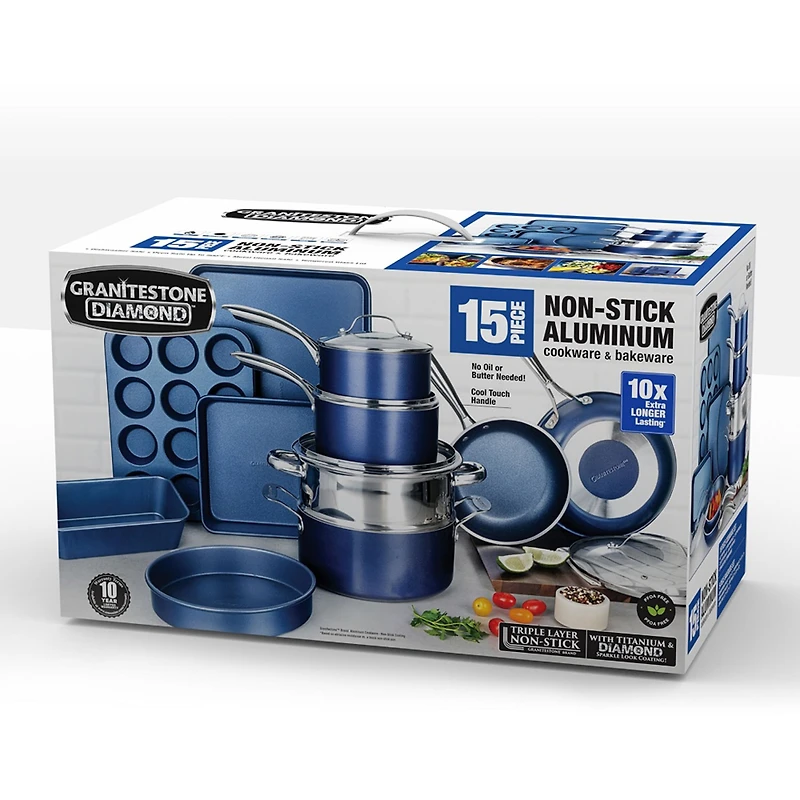 Granitestone 15-pc. Non-Stick Cookware Set