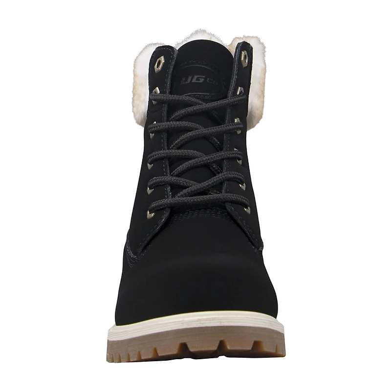 Lugz Womens Convoy Fur Block Heel Lace Up Boots