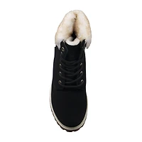 Lugz Womens Convoy Fur Block Heel Lace Up Boots