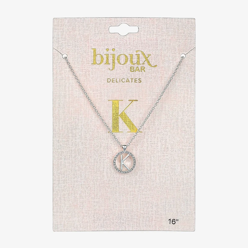 Bijoux Bar Delicates Initial Womens 16 Inch Pendant Necklace