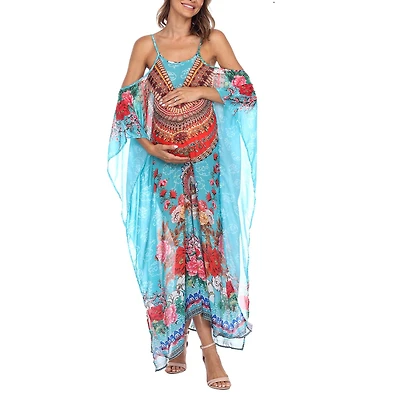 White Mark Womens Maternity Scoop Neck Sleeveless Maxi Dress