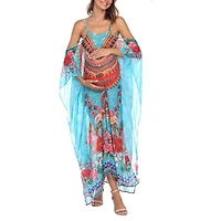 White Mark Womens Maternity Scoop Neck Sleeveless Maxi Dress