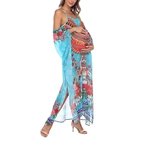 White Mark Womens Maternity Scoop Neck Sleeveless Maxi Dress