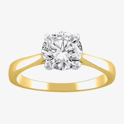 (H-I / Si2) Womens 1 1/2 CT. Lab Grown White Diamond 14K Gold Round Solitaire Engagement Ring