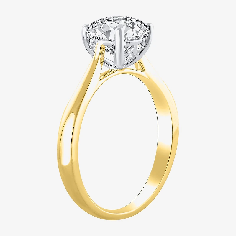 (H-I / Si2) Womens 1 1/2 CT. Lab Grown White Diamond 14K Gold Round Solitaire Engagement Ring