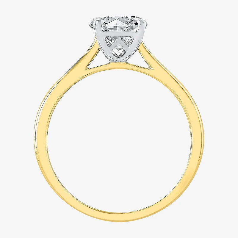 (H-I / Si2) Womens 1 1/2 CT. Lab Grown White Diamond 14K Gold Round Solitaire Engagement Ring