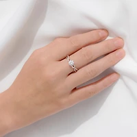 Diamonart Womens Cubic Zirconia Sterling Silver Round Crossover Side Stone Promise Ring