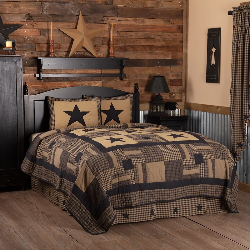 VHC Brands Country Check Star Reversible Quilt Set