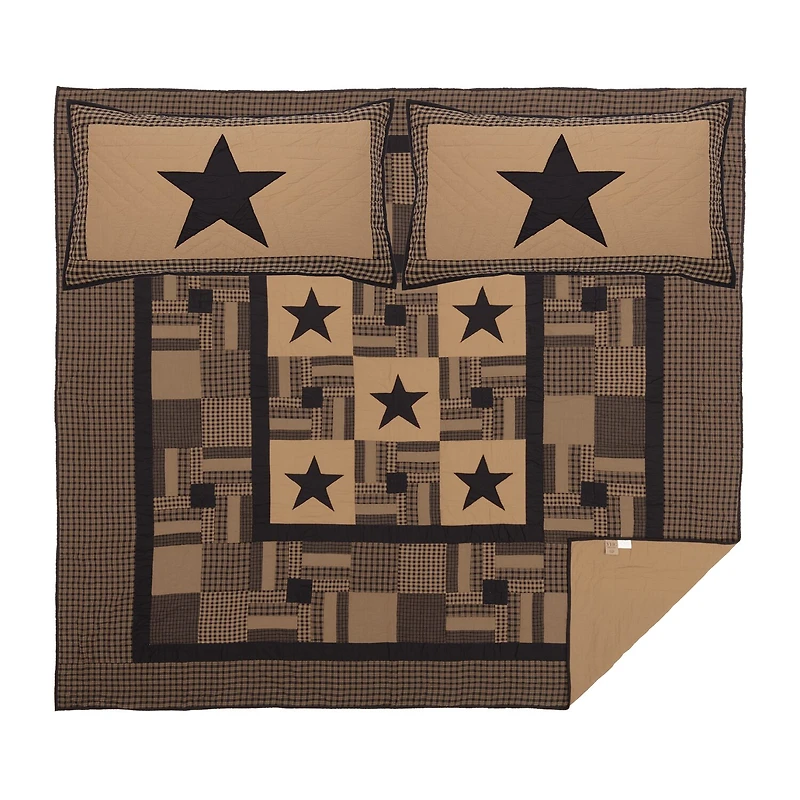 VHC Brands Country Check Star Reversible Quilt Set