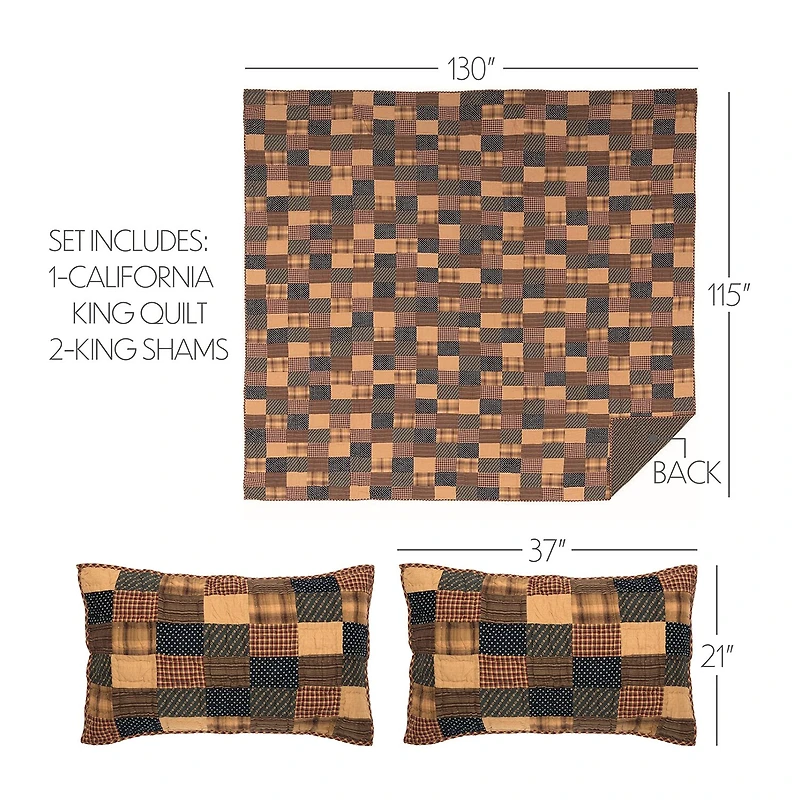 VHC Brands Patriotic Patch Reversible Quilt Set