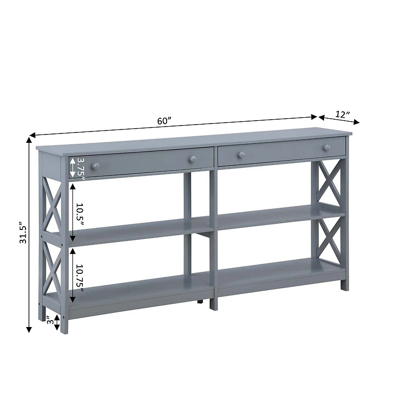 Oxford 2-Drawer Storage Console Table with Shelves