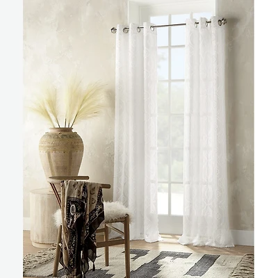Distant Lands Ogee Clip Grommet Top Sheer Single Curtain Panel