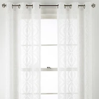 Distant Lands Ogee Clip Grommet Top Sheer Single Curtain Panel
