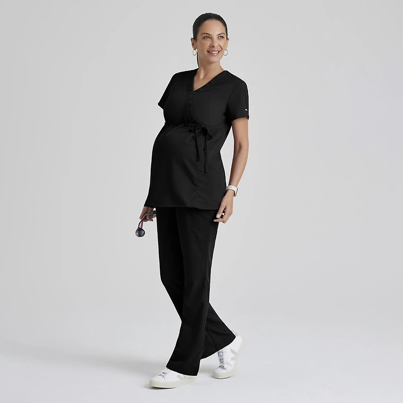 Grey's Anatomy™ by Barco Classic Grt094 Lilah 2-Pocket Mock Wrap Womens Maternity V Neck Short Sleeve Moisture Wicking Scrub Top