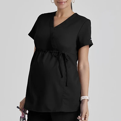 Grey's Anatomy™ by Barco Classic Grt094 Lilah 2-Pocket Mock Wrap Womens Maternity V Neck Short Sleeve Moisture Wicking Scrub Top