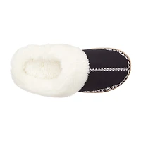 Isotoner Clara Emroidered Microsuede Hoodback Womens Memory Foam Clog Slippers