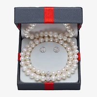 Womens White Cultured Freshwater Pearl Sterling Silver -pc. Jewelry Set