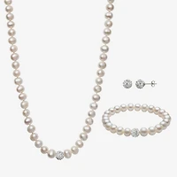 Womens White Cultured Freshwater Pearl Sterling Silver -pc. Jewelry Set