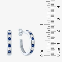 Gemstone Sterling Silver 20mm Hoop Earrings
