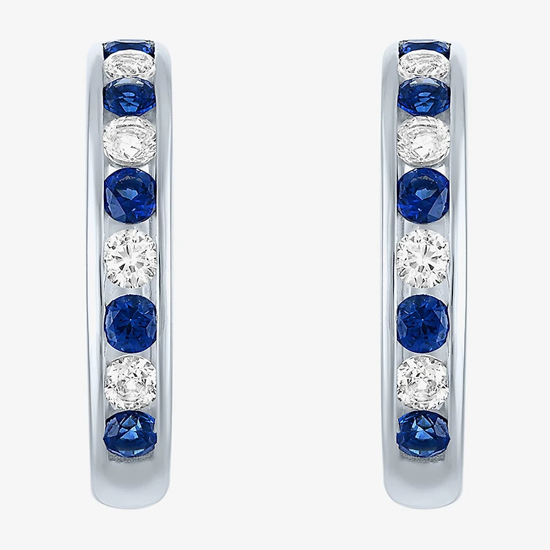 Gemstone Sterling Silver 20mm Hoop Earrings