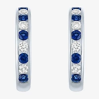 Gemstone Sterling Silver 20mm Hoop Earrings