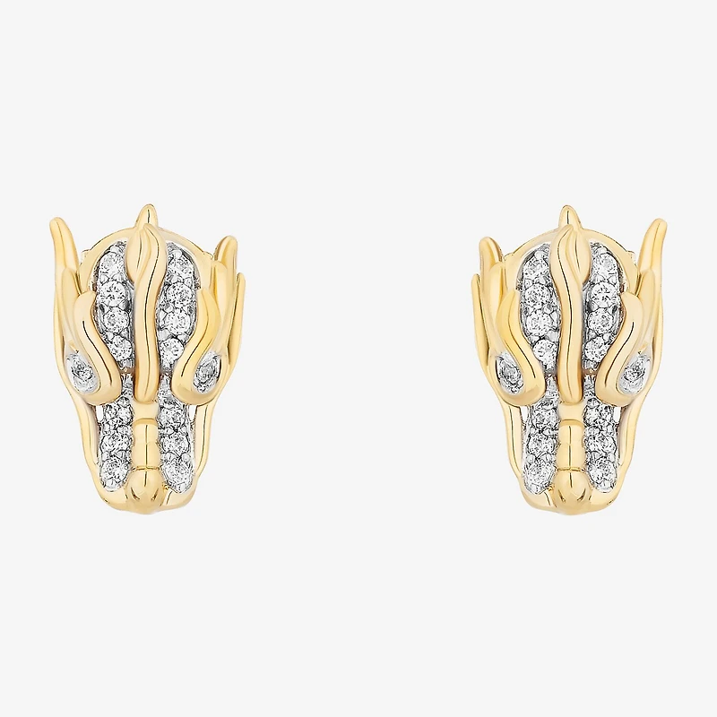 Enchanted Disney Fine Jewelry 1/10 CT. T.W. Natural White Diamond 14K Gold Over Silver 10.5mm Princess Mulan Stud Earrings