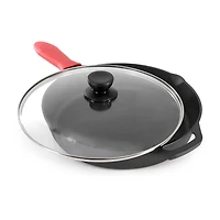 MegaChef Pre-Seasoned Cast Iron 12" Skillet with Glass Lid