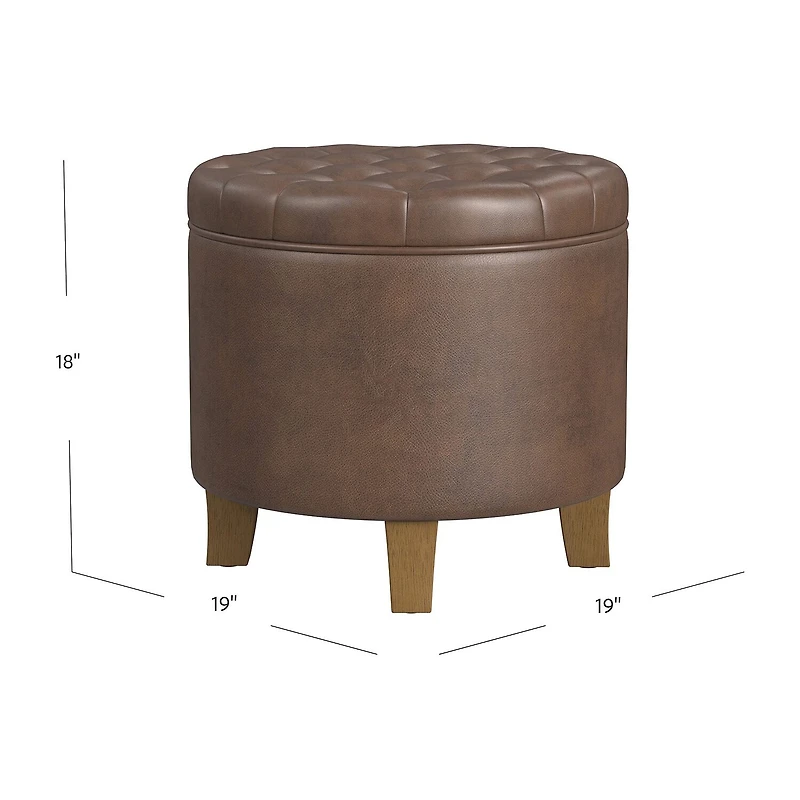 Kinfine Homepop Storage Tufted Lift-Top Ottoman Faux Leather