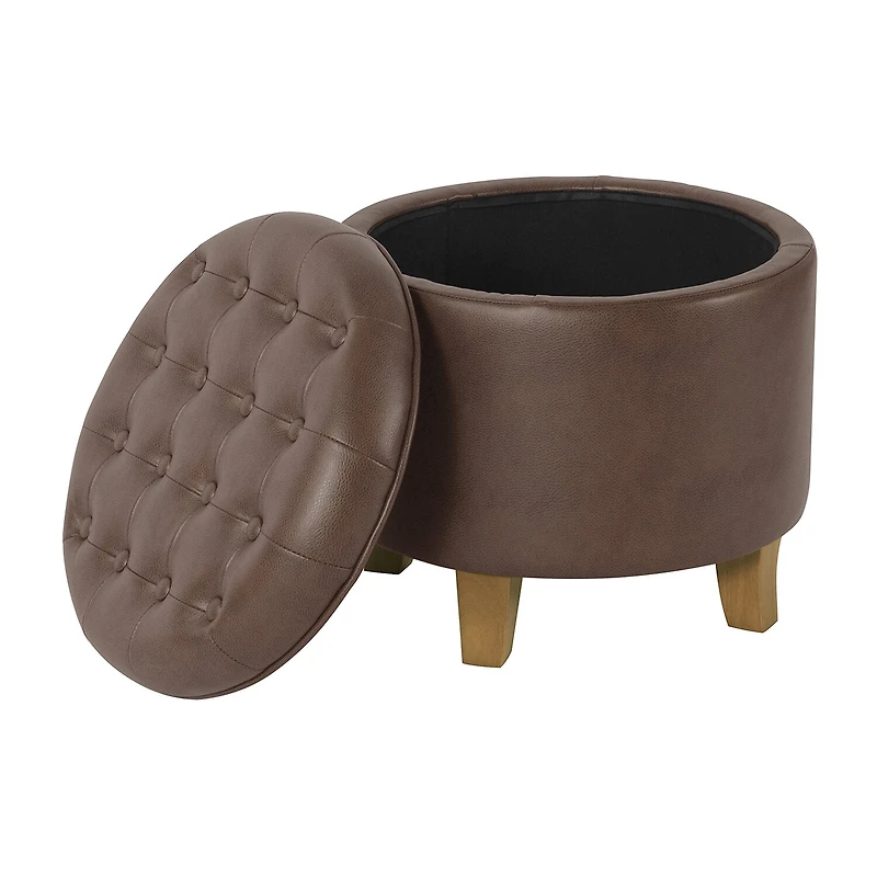 Kinfine Homepop Storage Tufted Lift-Top Ottoman Faux Leather
